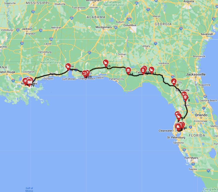 RV journey from Tampa to New Orleans